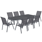 Salon de jardin POLY table extensible 90-180 cm et 8 chaises gris foncé