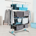 Séchoir à linge vertical pliable 4 niveaux OPTIMUM, capacité 30 m avec tringle télescopique, blanc et bleu