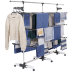 Séchoir à linge vertical pliable 3 niveaux SUPRA capacité 50m avec tringle télescopique blanc et gris