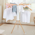 Séchoir à linge rotatif et pliable, capacité 21 m, blanc et bois