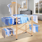 Séchoir à linge pliable DELUXE capacité 22 m avec tringle, blanc et effet bois