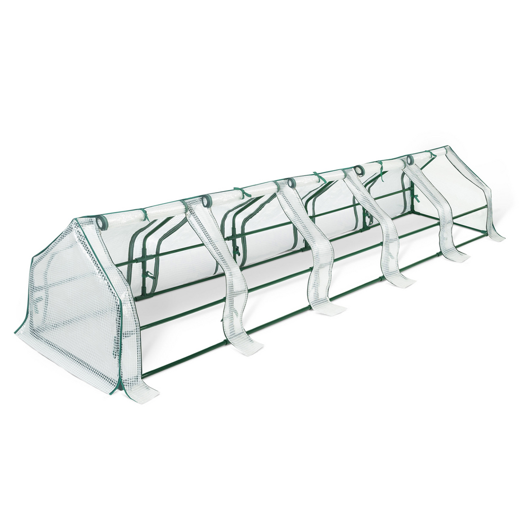 Mini serre de jardin tunnel 300 x 50 x 50 cm avec bâche anti-UV et 10 fenêtres enroulables blanche