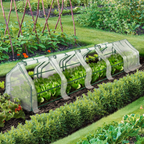 Mini serre de jardin tunnel 300 x 50 x 50 cm avec bâche anti-UV et 10 fenêtres enroulables blanche