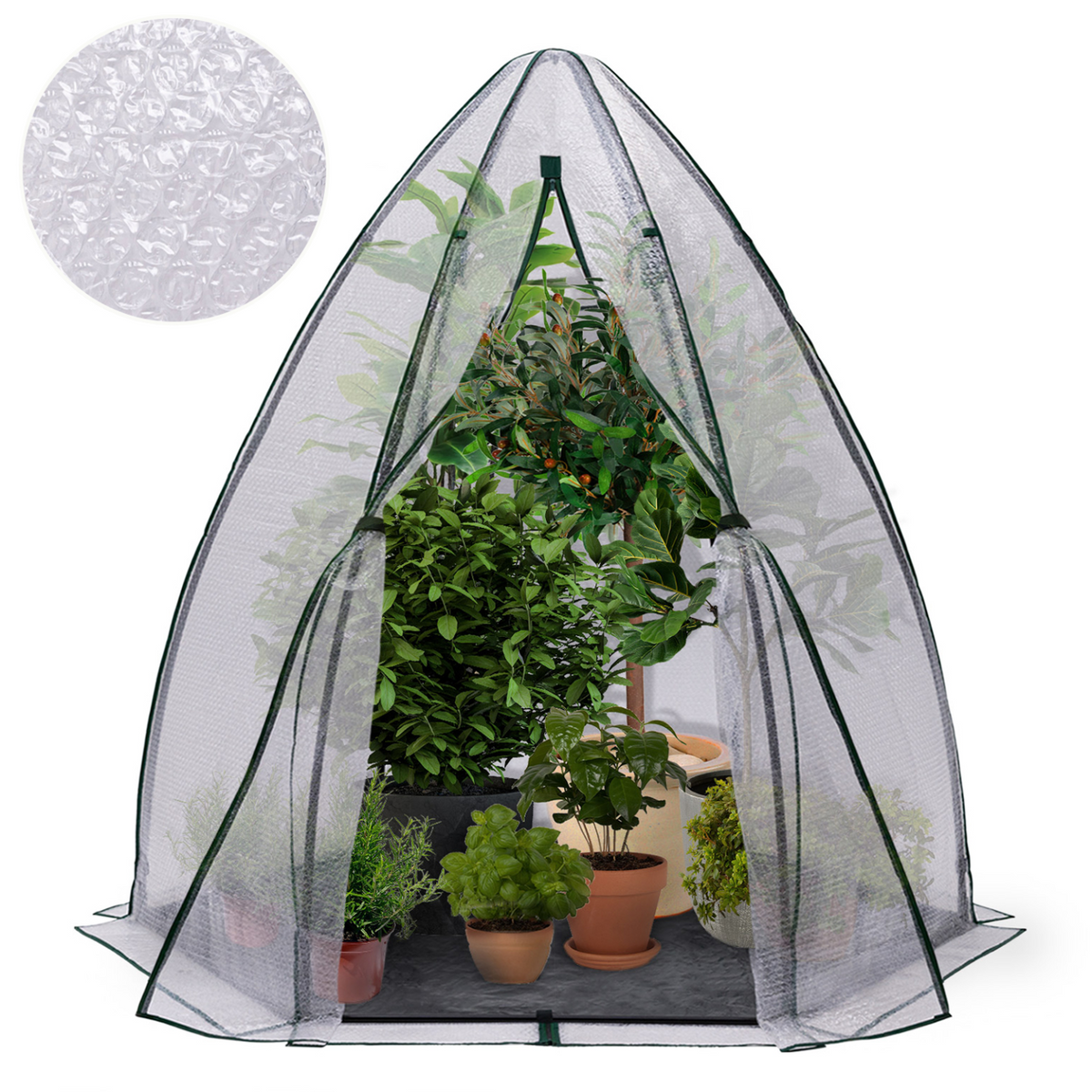 Serre d'hivernage dôme bâche à bulles 160 x 160 x 180 cm maxi chaleur balcon et terrasse