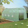 Serre de jardin tunnel 12 m² 4 x 3 x 2 m en acier galvanisé + bâche anti-UV avec porte et fenêtres ZEBRA verte