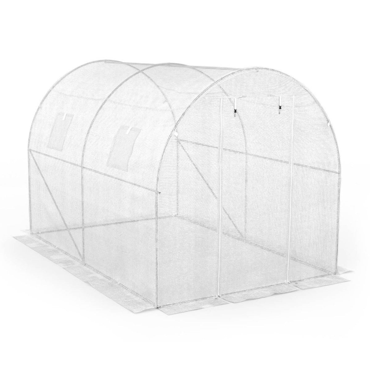 Serre de jardin tunnel 6 m² 3 x 2 x 2 m en acier galvanisé + bâche anti-UV avec porte et fenêtres ROMA blanche
