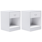 Lot de 2 tables de chevet OLGA 1 tiroir avec niche bois blanc