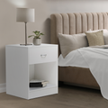 Lot de 2 tables de chevet OLGA 1 tiroir avec niche bois blanc