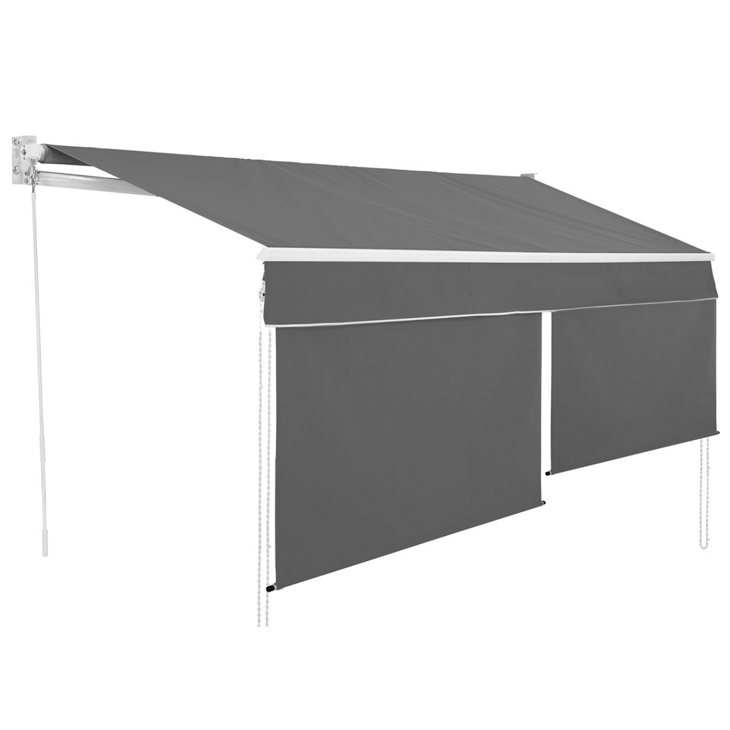 Store banne manuel 3x2 m gris anthracite, lambrequin H. 1,50 m