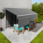 Store banne manuel 3x2 m gris anthracite, lambrequin H. 1,50 m