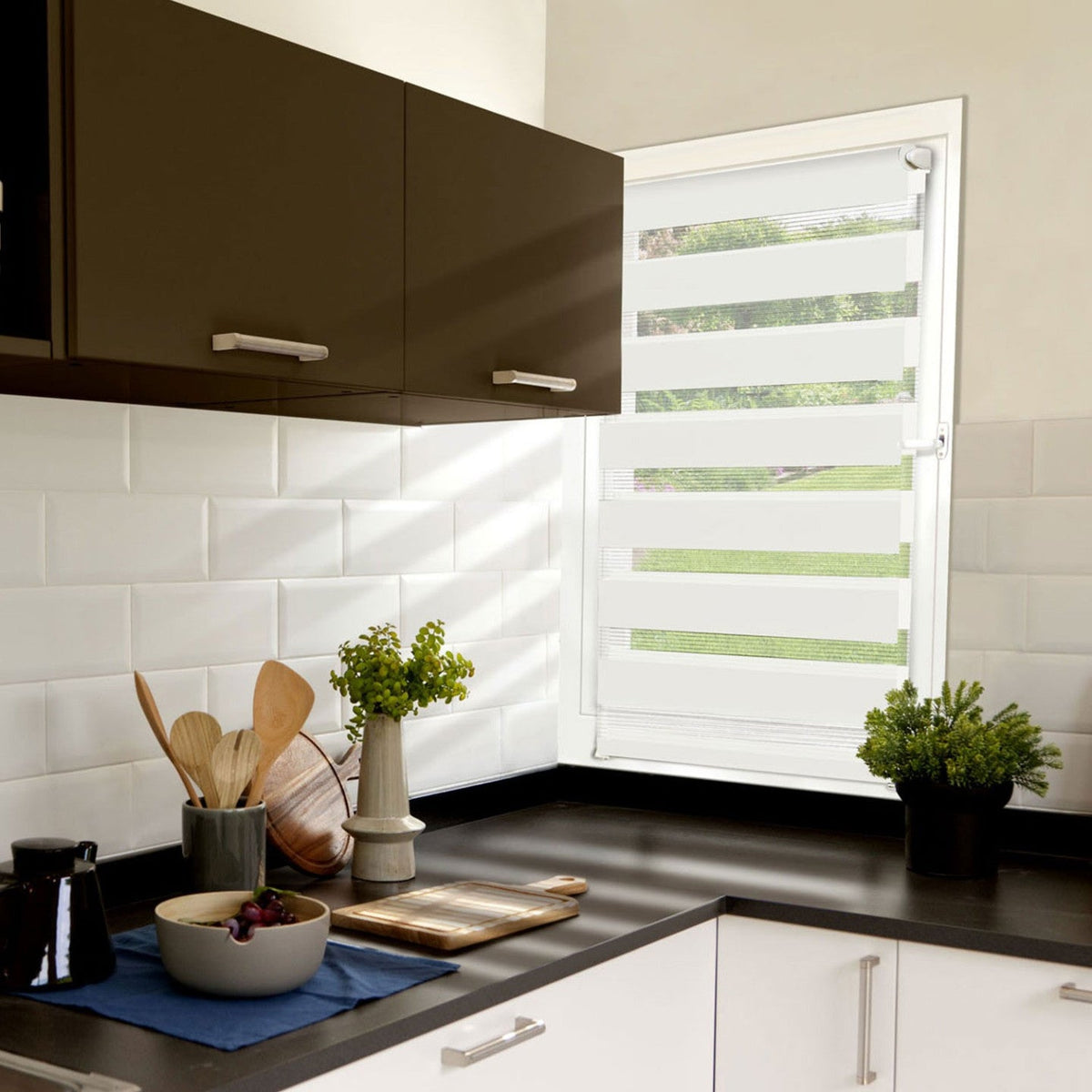 Store enrouleur jour nuit 60 x 120 cm blanc