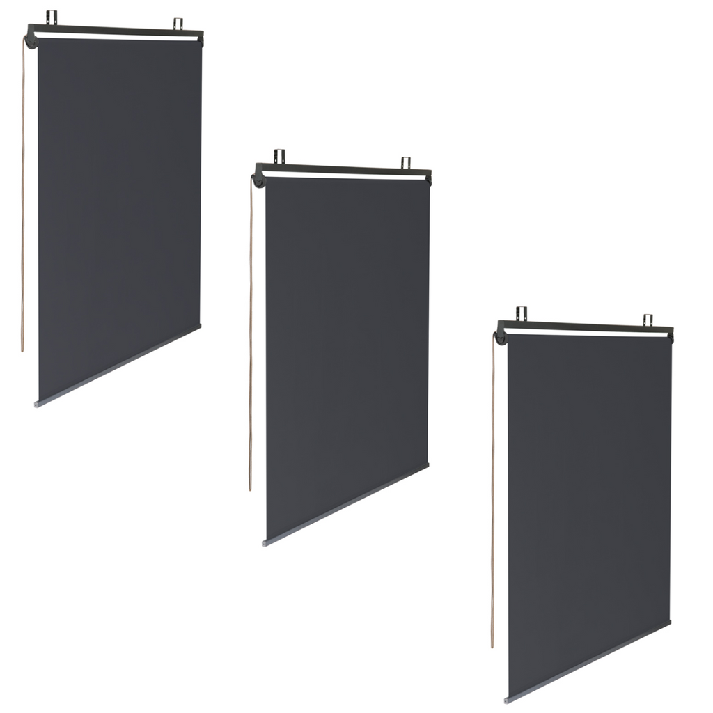 Lot de 3 stores enrouleurs L. 124 x H. 225 cm pour pergola, gris anthracite