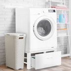 Support pour lave-linge 63 x 54 cm, socle réhausseur en métal avec tiroir