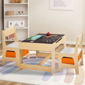 Table à dessin réversible + 2 chaises GABRIEL avec bacs de rangement en bois aspect hêtre