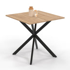 Table à manger carrée ALIX 4 personnes pied araignée bois et noir 80 cm