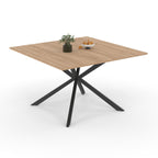 Table à manger carrée ALIX 8 personnes piètement araignée bois et noir 110 cm