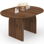 Table à manger extensible ovale style Japandi EDITH 4-8 personnes, effet noyer, 110-150 cm