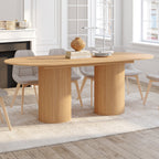 Table à manger ovale extensible JULIETTE 6-10 personnes, pieds cylindriques effet lattes, 160-200 cm