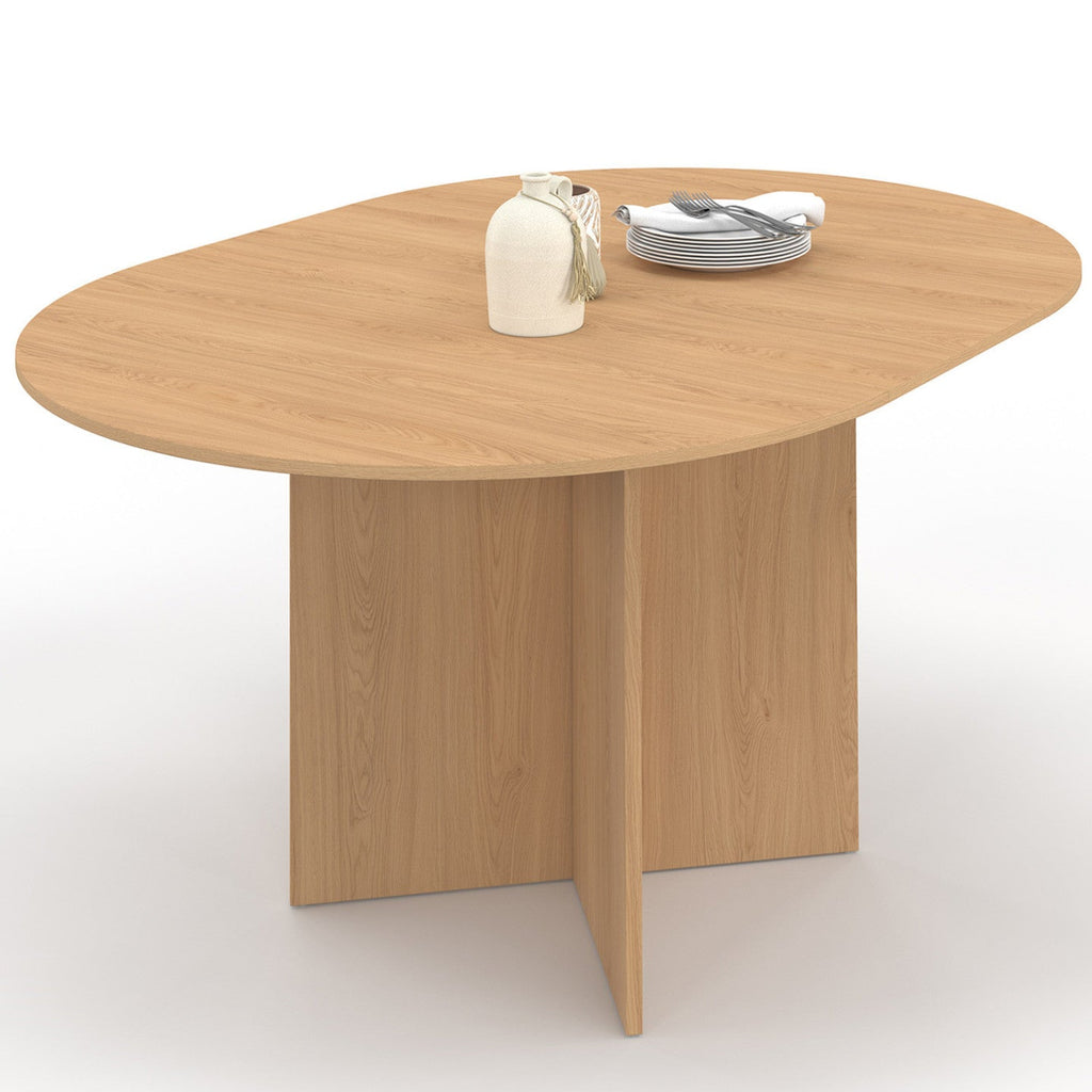 Table à manger ovale extensible MARTHE 4-8 personnes aspect hêtre 110-150 cm