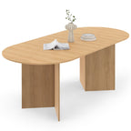 Table à manger ovale extensible MARTHE 6-10 personnes bois aspect hêtre 160-200 cm