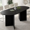 Table à manger ovale extensible MARTHE 6-10 personnes bois noir 160-200 cm