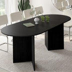 Table à manger ovale extensible MARTHE 6-10 personnes bois noir 160-200 cm