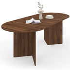 Table de salle à manger ovale extensible MARTHE 6-10 personnes noyer 160-200 cm
