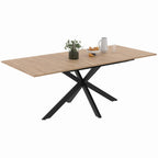 Table à manger extensible rectangulaire ALIX 6-10 personnes bois et noir 160-200 cm