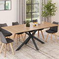 Table à manger extensible rectangulaire ALIX 6-10 personnes bois et noir 160-200 cm