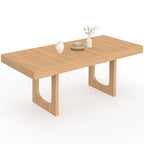Table à manger rectangulaire extensible ALOISE 4-8 personnes, pied arche, effet bois de hêtre, 160-200 cm
