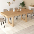 Table à manger rectangulaire extensible ALOISE 4-8 personnes, pied arche, effet bois de hêtre, 160-200 cm