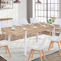 Table à manger rectangulaire extensible AUSTRIA 6-10 personnes bois pieds épingle blanc 160-200 cm