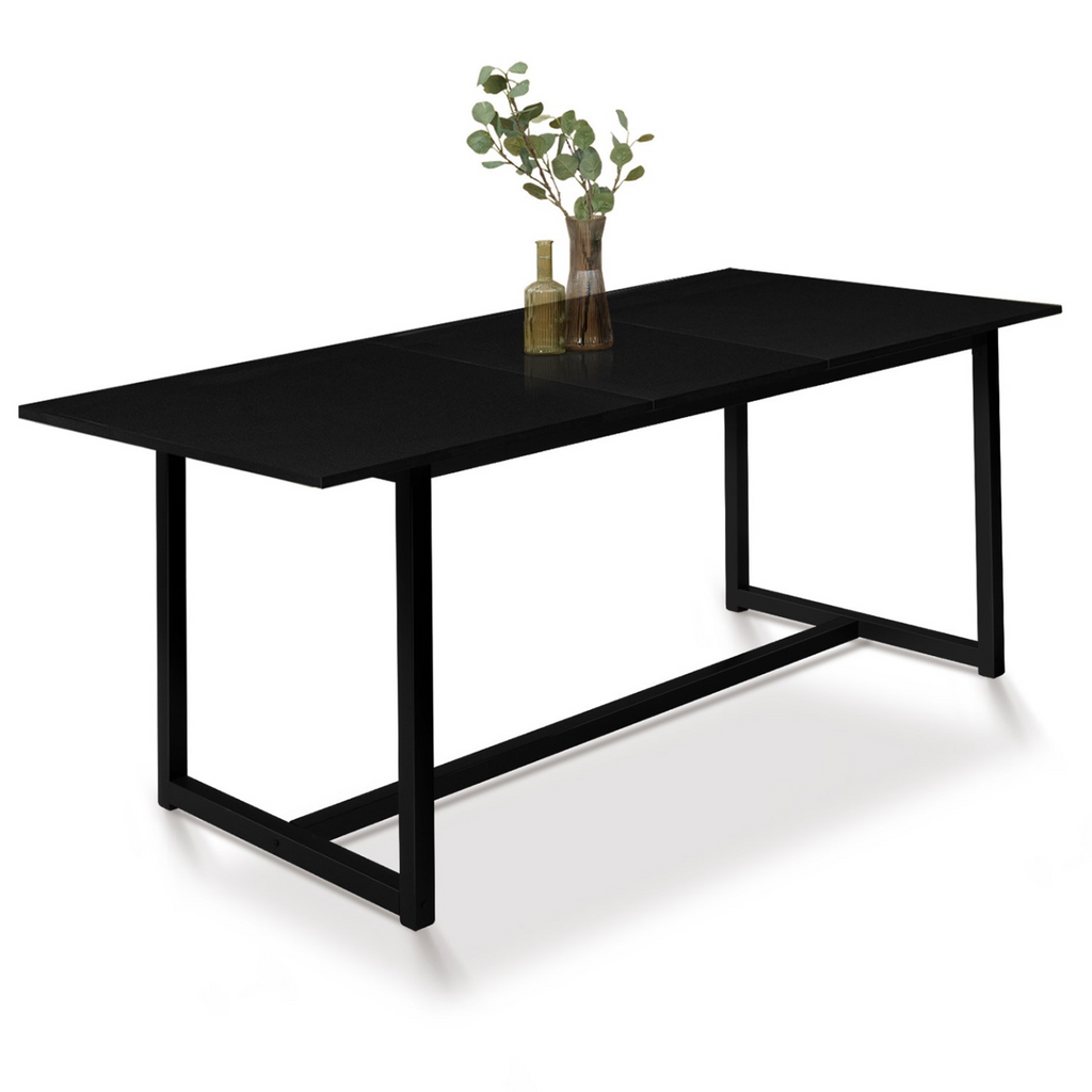Table à manger extensible rectangulaire DELSON 6-10 personnes design industriel 160-200 cm