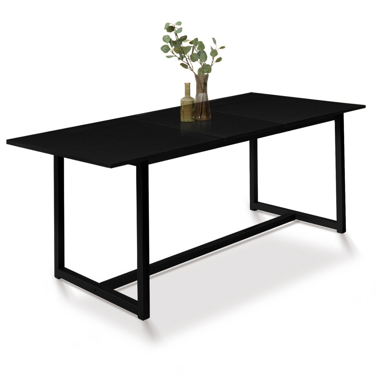 Table à manger extensible rectangulaire DELSON 6-10 personnes design industriel 160-200 cm