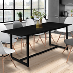 Table à manger extensible rectangulaire DELSON 6-10 personnes design industriel 160-200 cm