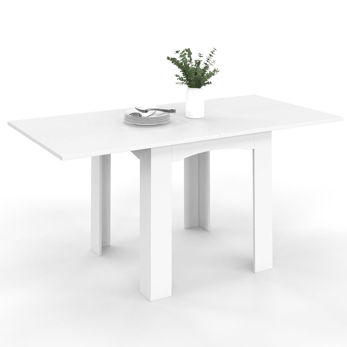 Table à manger rectangulaire extensible DONA 4-8 personnes blanche 80-160 cm