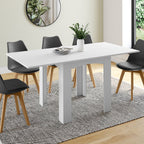 Table à manger rectangulaire extensible DONA 4-8 personnes blanche 80-160 cm