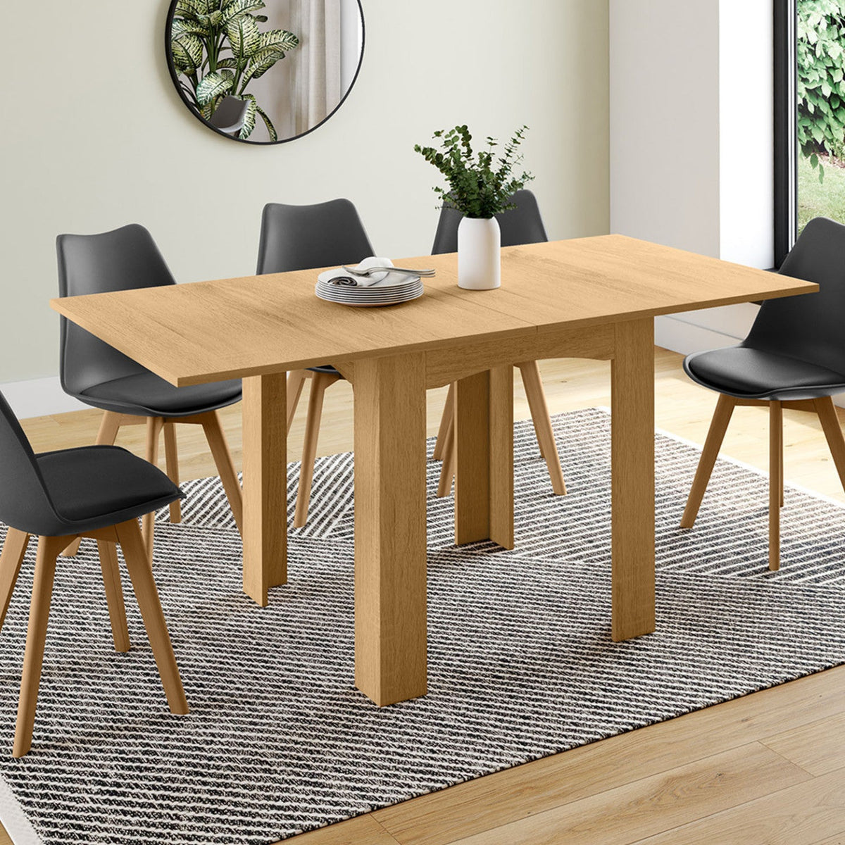 Table à manger extensible rectangulaire DONA 4-8 personnes hêtre 80-160 cm