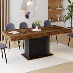 Table de salle à manger rectangulaire extensible EDEN 6-10 personnes, aspect bois vieilli et noir, 160-200 cm
