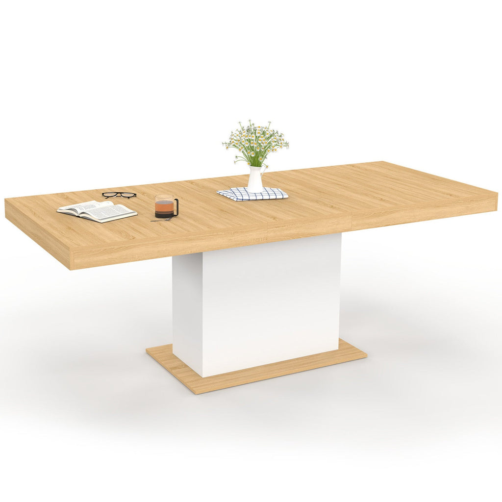 Table de salle à manger rectangulaire extensible EDEN 6-10 personnes bois et blanc 160-200 cm