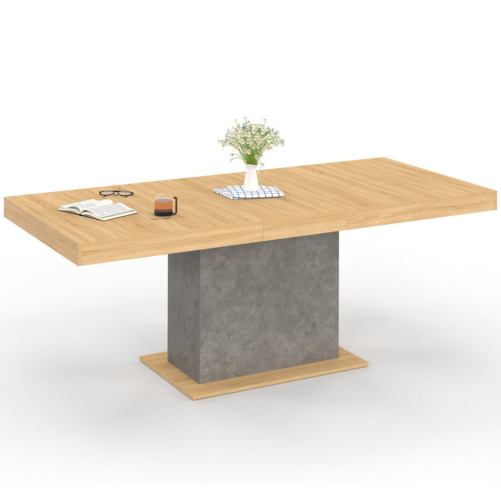 Table de salle à manger extensible rectangulaire EDEN 6-10 personnes bois et effet béton 160-200 cm