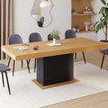 Table à manger extensible rectangulaire EDEN 6-10 personnes bois et noir 160-200 cm