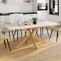 Table à manger rectangulaire extensible ALIX 6-10 personnes, pied araignée en bois et plateau blanc GISELE 160-200 cm