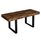 Table à manger extensible rectangulaire PHOENIX 4-8 personnes, bois effet vieilli et noir, 160-200 cm
