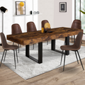 Table à manger extensible rectangulaire PHOENIX 4-8 personnes, bois effet vieilli et noir, 160-200 cm