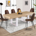 Table à manger extensible rectangulaire PHOENIX 4-8 personnes bois et blanc 160-200 cm