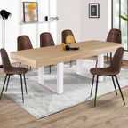 Table à manger extensible rectangulaire PHOENIX 4-8 personnes bois et blanc 160-200 cm