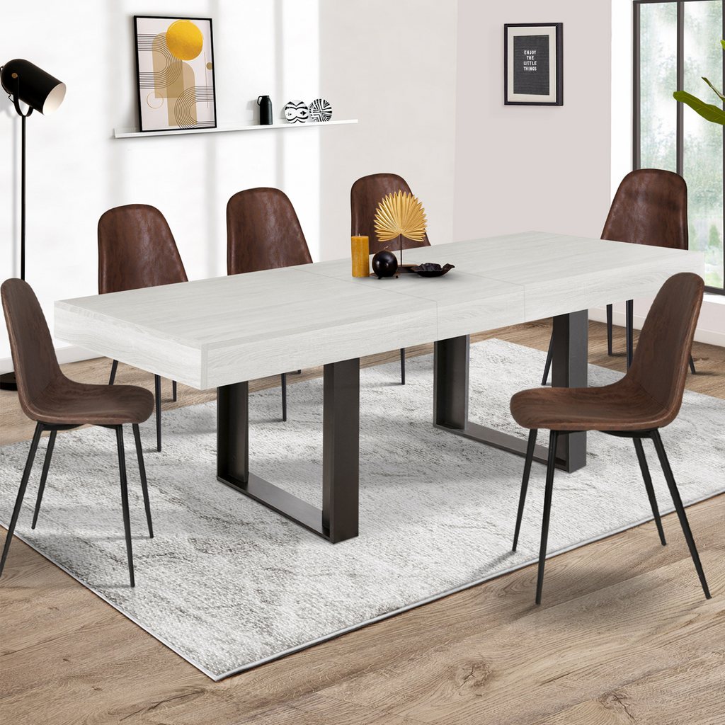 Table à manger rectangulaire extensible PHOENIX 4-8 personnes bois gris 160-200 cm