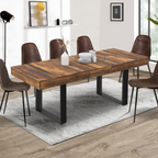 Table à manger extensible rectangulaire PHOENIX 4-8 personnes bois plateau HAWKINS 160-200 cm