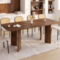 Table de salle à manger rectangulaire extensible arrondie CAPUCINE 6-10 personnes, 4 pieds design arrondi, noyer, 160-200 cm